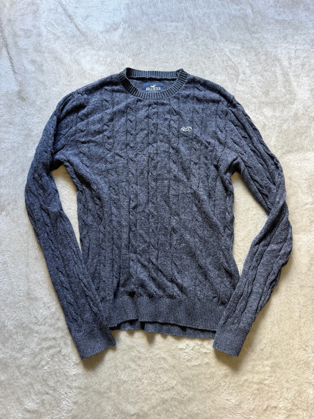 Hollister Women's Cable Knit Crewneck Top - Charcoal Gray